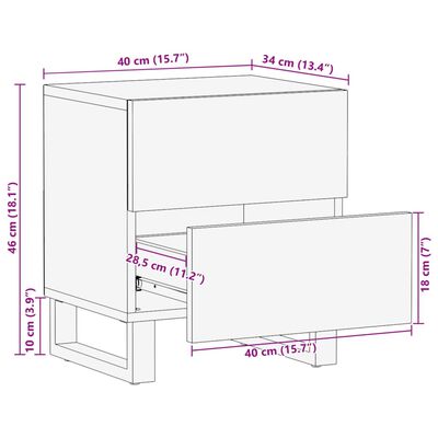 vidaXL Mesas de cabeceira 2 pcs 40x34x46 cm madeira recuperada maciça