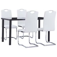 vidaXL 5 pcs conjunto de jantar couro artificial branco