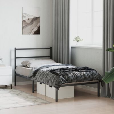 vidaXL Estrutura de cama com cabeceira 100x190 cm metal preto