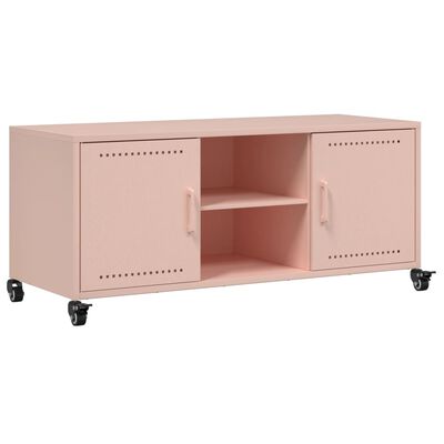 vidaXL Móvel de TV 100,5x39x43,5 cm aço rosa