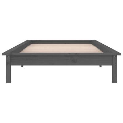 vidaXL Estrutura cama c/ LED solteiro 75x190cm madeira maciça cinzento