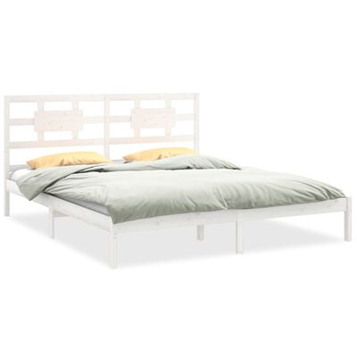 vidaXL Estrutura de cama super king pinho maciço 180x200 cm branco