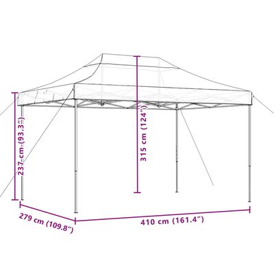 vidaXL Tenda para festas pop-up dobrável 410x279x315 cm preto