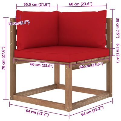 vidaxL 6 pcs conjunto lounge de paletes c/ almofadões pinho impregnado