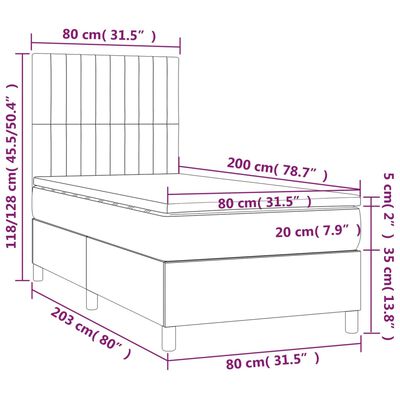 vidaXL Cama com molas/colchão 80x200 cm tecido cor crème