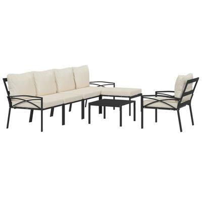 vidaXL 7 pcs conjunto lounge de jardim aço c/ almofadões areia