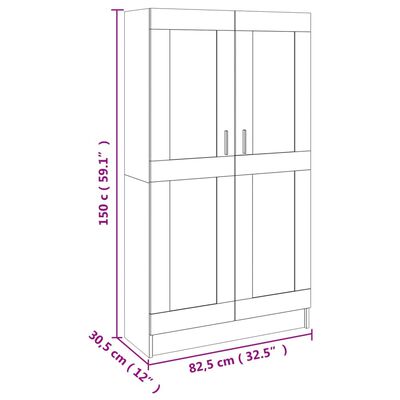 vidaXL Estante 82,5x30,5x150 cm derivados de madeira cinzento cimento