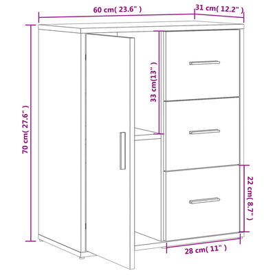 vidaXL Aparadores 2 pcs 60x31x70 cm derivados madeira cinzento sonoma