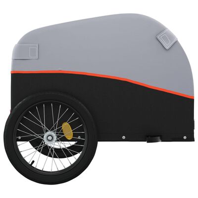 vidaXL Reboque para bicicleta 45 kg ferro preto e laranja