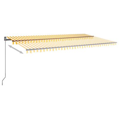 vidaXL Toldo autom. LED e sensor de vento 600x350 cm amarelo/branco