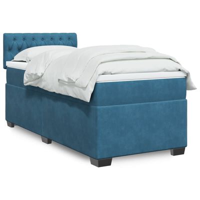 vidaXL Cama boxspring com colchão 90x190 cm veludo azul