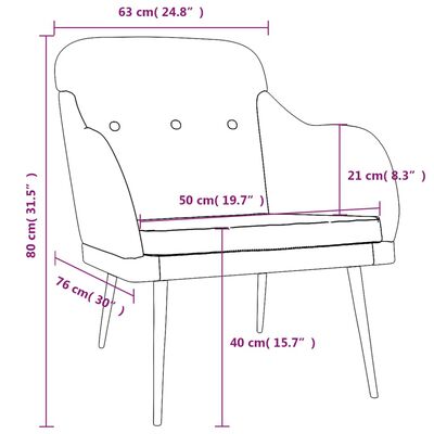 vidaXL Cadeira com apoio de braços 63x76x80 cm tecido preto