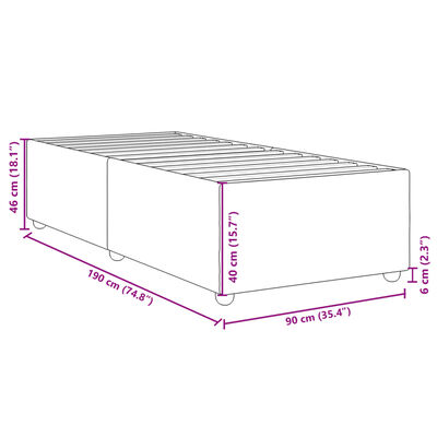 vidaXL Estrutura de cama 90x190 cm tecido cinzento-escuro