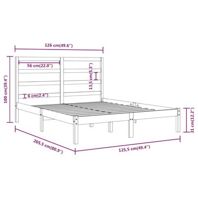 vidaXL Estrutura de cama 120x200 cm madeira pinho maciço castanho mel