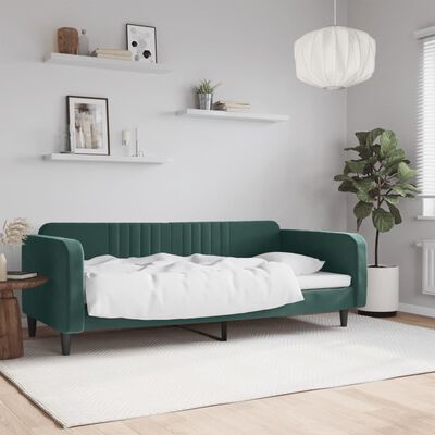 vidaXL Sofá-cama 90x200 cm veludo verde-escuro