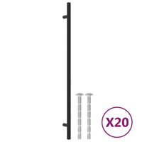 vidaXL Puxadores para móveis 20 pcs 320 mm aço inoxidável preto