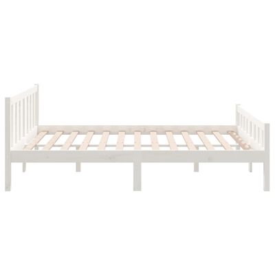 vidaXL Estrutura de cama casal 135x190 cm madeira maciça branco