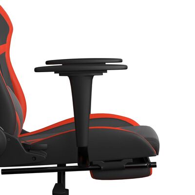 vidaXL Cadeira gaming c/ apoio pés couro artificial preto e vermelho