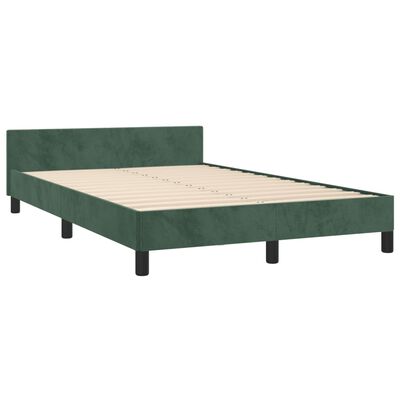 vidaXL Estrutura de cama c/ cabeceira 120x200 cm veludo verde-escuro