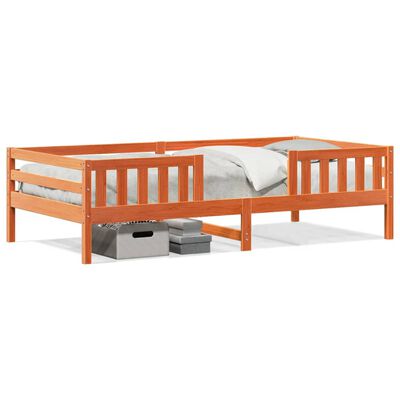 vidaXL Cama sem colchão 100x200 cm pinho maciço castanho-mel