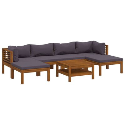 vidaXL 7 pcs conjunto lounge de jardim com almofadões acácia maciça