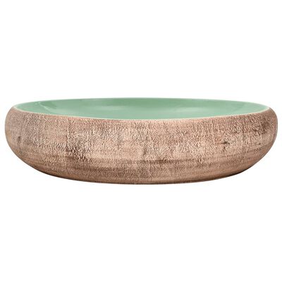 vidaXL Lavatório de bancada oval 59x40x15 cm cerâmica verde e castanho