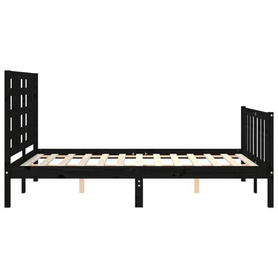 vidaXL Estrutura de cama com cabeceira 140x190 cm madeira maciça preto