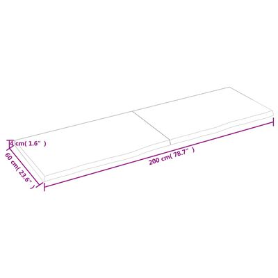 vidaXL Tampo de mesa 200x60x(2-4) cm carvalho tratado castanho-escuro