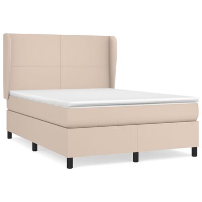 vidaXL Cama com molas/colchão 140x200 cm couro artificial cappuccino