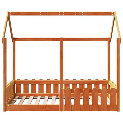 vidaXL Cama infantil formato casa 80x160 cm pinho maciço castanho-mel