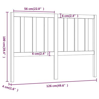 vidaXL Cabeceira de cama 126x4x100 cm pinho maciço castanho mel