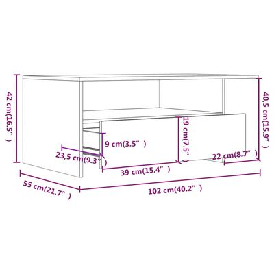 vidaXL Mesa de centro 102x55x42 cm derivados de madeira branco