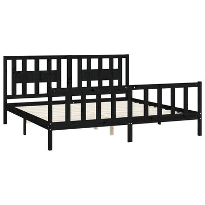 vidaXL Estrutura cama casal c/ cabeceira 180x200 cm pinho maciço preto