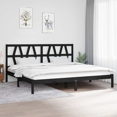 vidaXL Estrutura de cama 200x200 cm pinho maciço preto