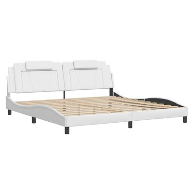 vidaXL Estrutura cama c/ cabeceira couro artificial 200x200 cm branco