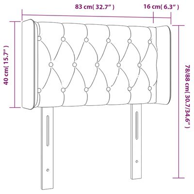 vidaXL Cabeceira de cama c/ abas veludo 83x16x78/88 cm cinzento-escuro