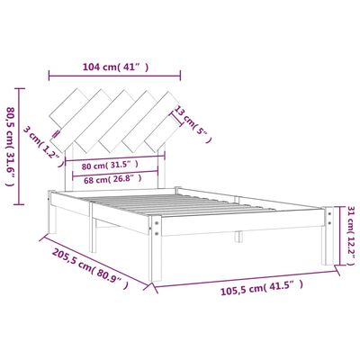 vidaXL Estrutura de cama 100x200 cm madeira maciça branco