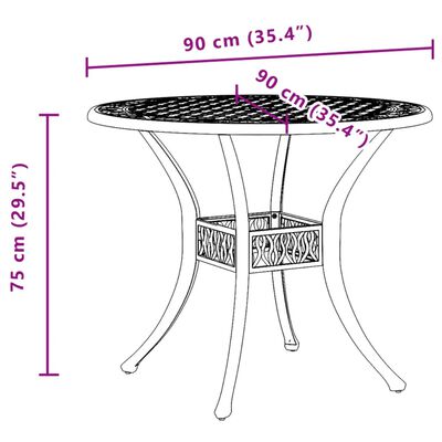 vidaXL Mesa de jardim Ø90x75 cm alumínio fundido bronze