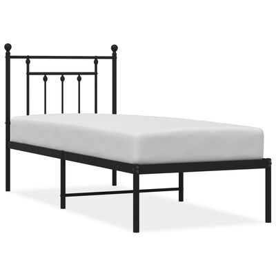 vidaXL Estrutura de cama metal s/ colchão c/ cabeceira 75x190 cm preto