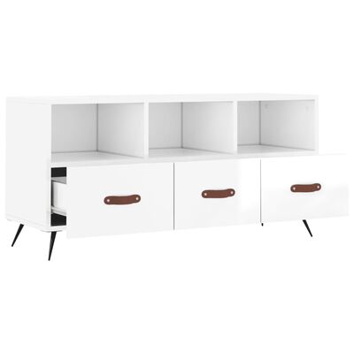 vidaXL Móvel para TV 102x36x50 cm derivados madeira branco brilhante