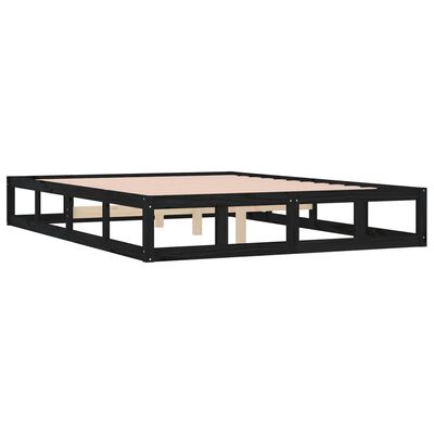 vidaXL Estrutura de cama casal 135x190 cm madeira maciça preto