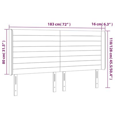 vidaXL Cabeceira de cama c/ LED veludo 183x16x118/128 cm cinza-escuro