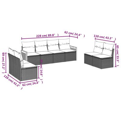 vidaXL 8 pcs conjunto sofás de jardim c/ almofadões vime PE cinzento