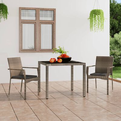 vidaXL Cadeiras de jardim c/ almofadões 2 pcs vime PE cinzento