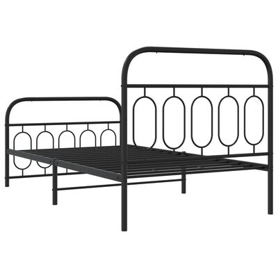 vidaXL Estrutura de cama com cabeceira e pés 100x200 cm metal preto