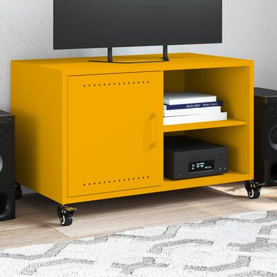 vidaXL Móvel de TV 68x39x43,5 cm aço amarelo mostarda