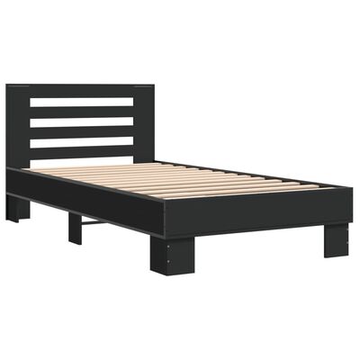 vidaXL Estrutura de cama 90x200 cm derivados de madeira/metal preto