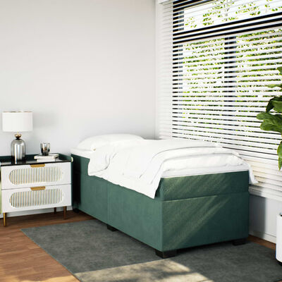 vidaXL Cama com molas/colchão 90x190 cm veludo verde-escuro