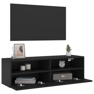 vidaXL Móvel de parede p/ TV 100x30x30 cm derivados de madeira preto