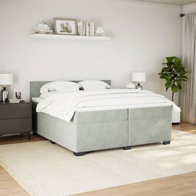 vidaXL Cama com molas/colchão 200x200 cm veludo cinzento-claro